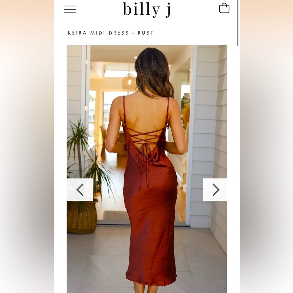 Billy J Keira Midi Dress, Rust, Small/Medium, Backless